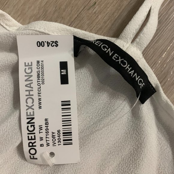 New With Tags Foreign Exchange White Flowy Tank Top With Tied Back - Picture 2 of 3